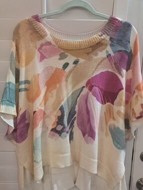 Chico's Dolman Short Sleeve Knit Sweater - EUC Size S/M